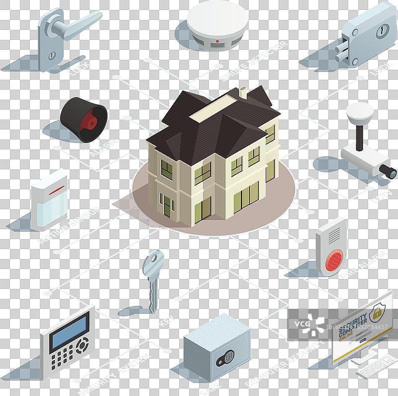 家庭安全等距流程图图片素材