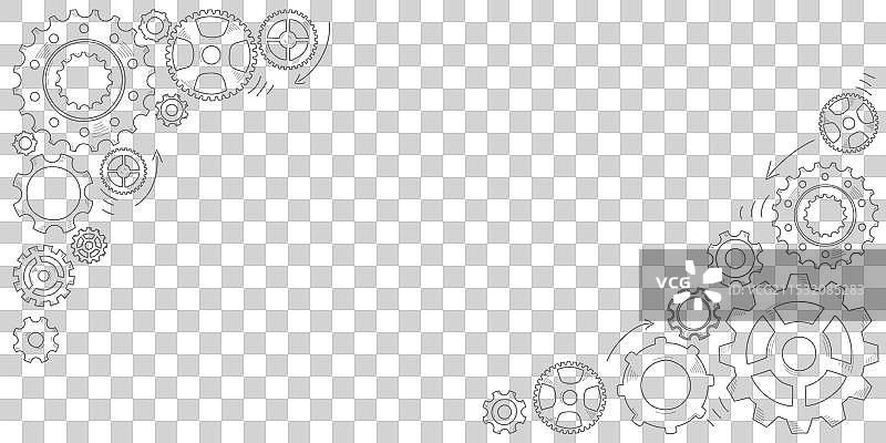 手绘齿轮角落涂鸦草图图片素材