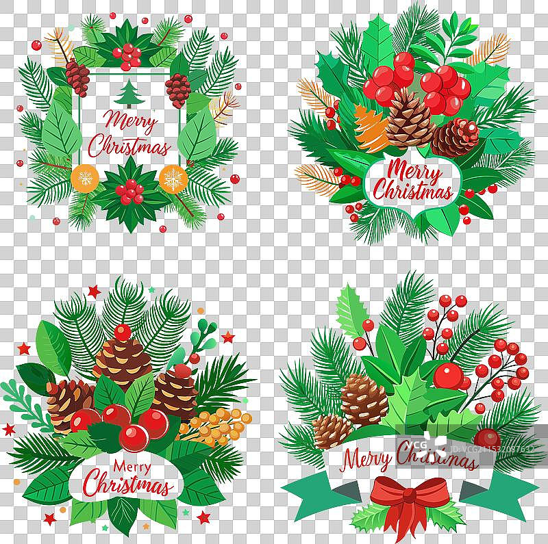 圣诞自然设计边框文字：圣诞快乐图片素材