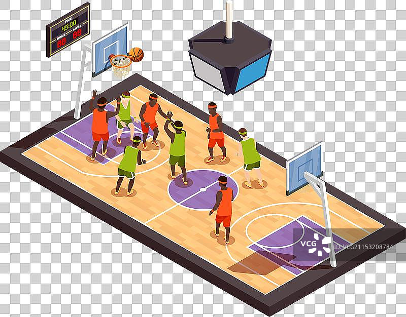 篮球场等角投影构图图片素材