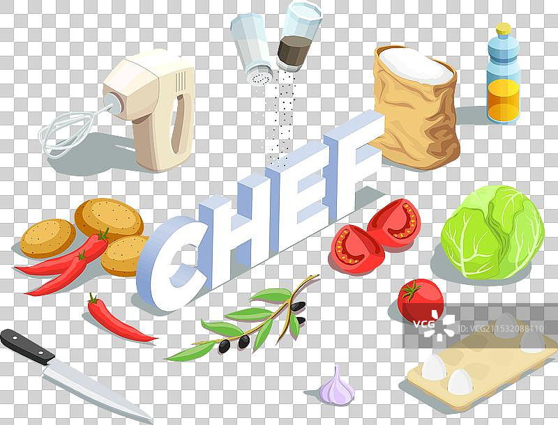 厨师烹饪等距背景图片素材