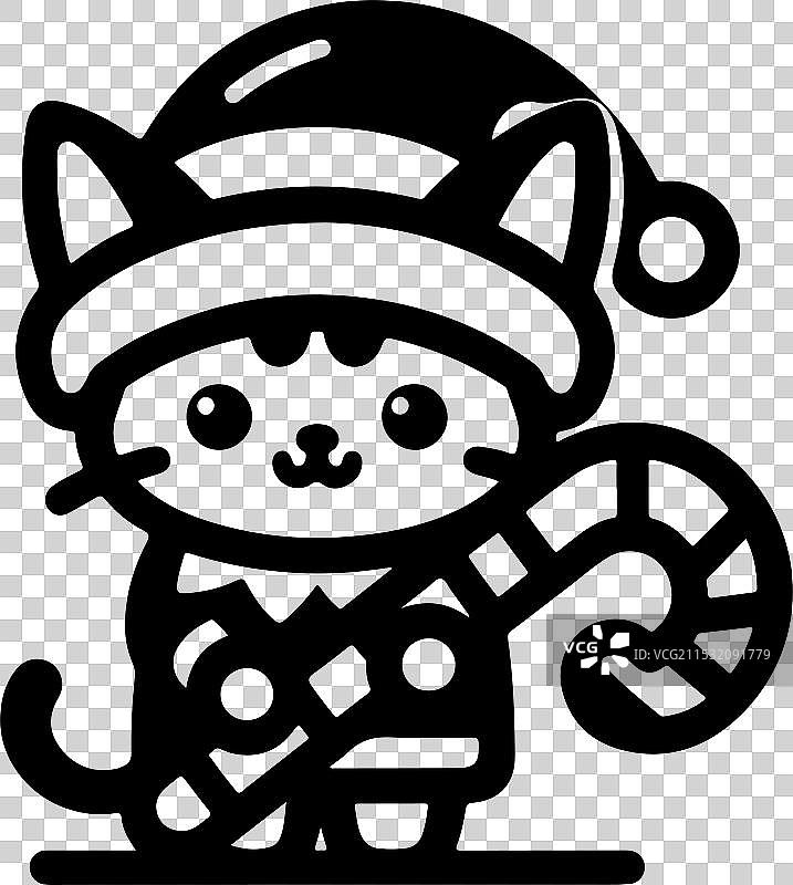 圣诞猫指的是一只被描绘的猫咪图片素材