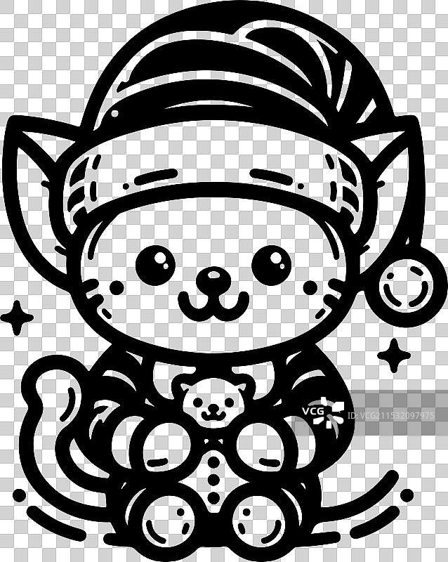 圣诞猫指的是一只被描绘的猫咪图片素材