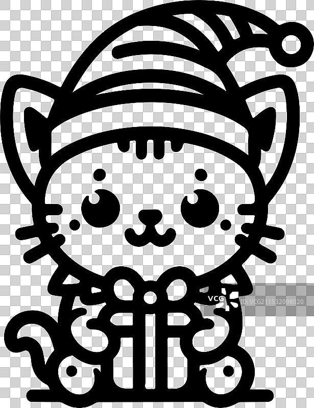 圣诞猫指的是一只被描绘的猫咪图片素材