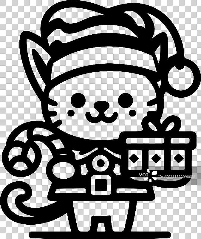 圣诞猫指的是一只被描绘的猫咪图片素材