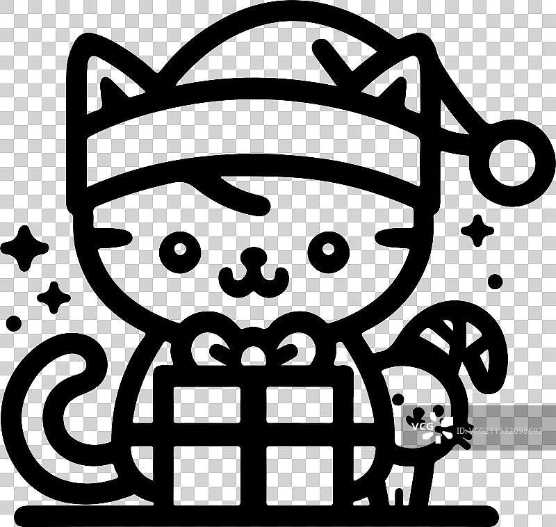 圣诞猫指的是一只被描绘的猫咪图片素材