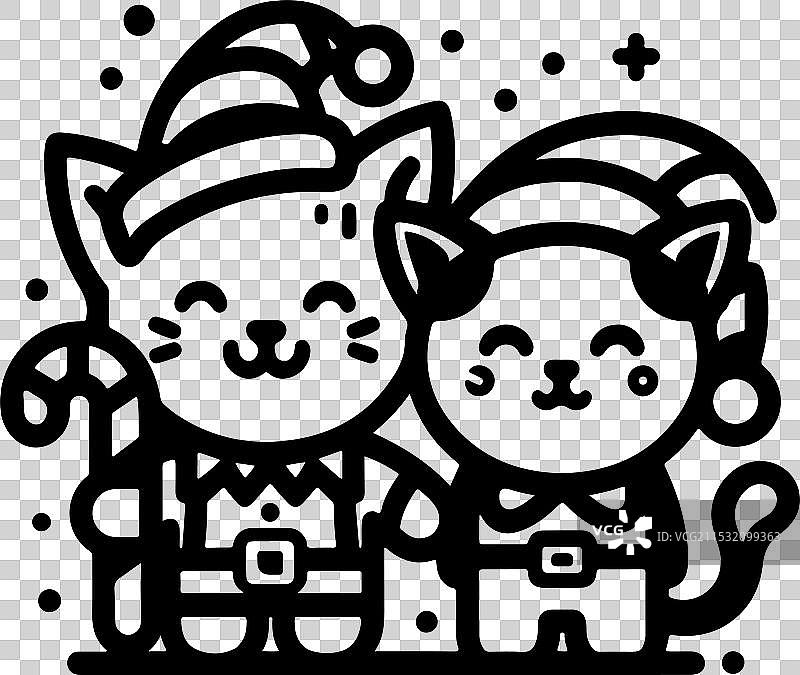 圣诞猫指的是一只被描绘的猫咪图片素材