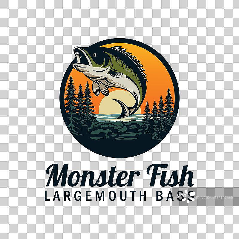 大口黑鲈在荒野湖中跳跃图片素材