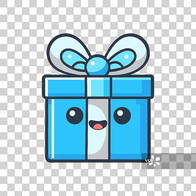 可爱的礼品盒吉祥物图标，独立展示图片素材