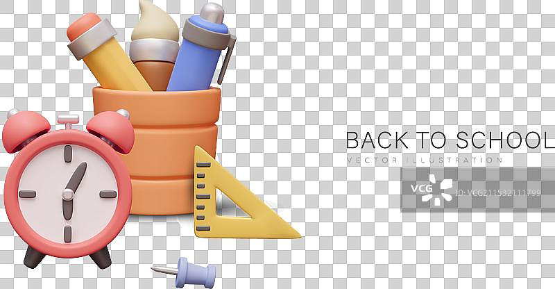 黄色背景上的返校广告样稿图片素材