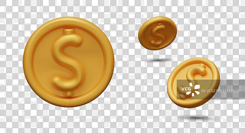 带有美元符号的大金币模型图片素材