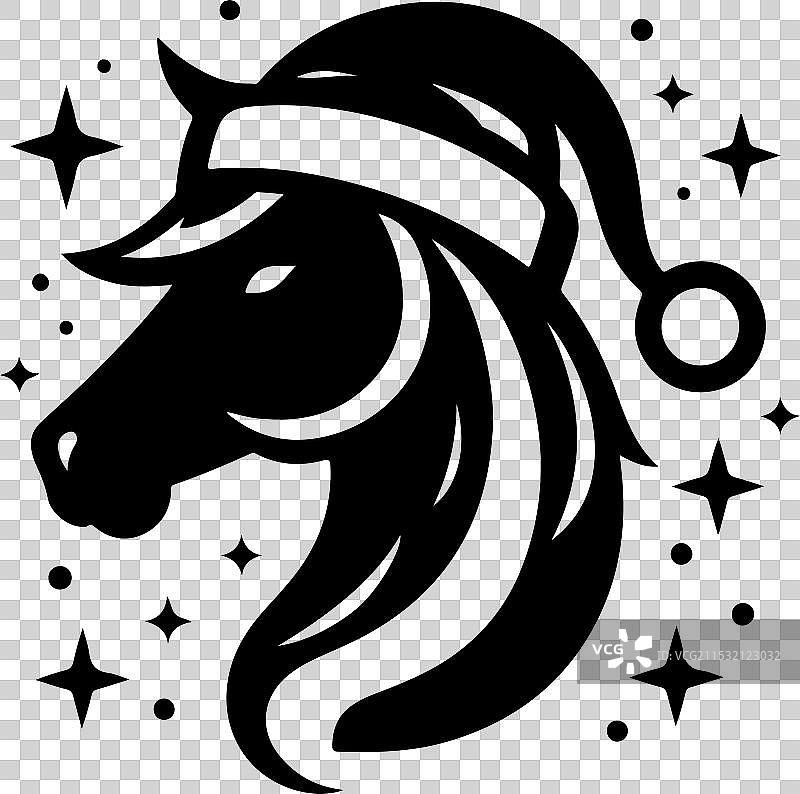 圣诞马头剪影图片素材