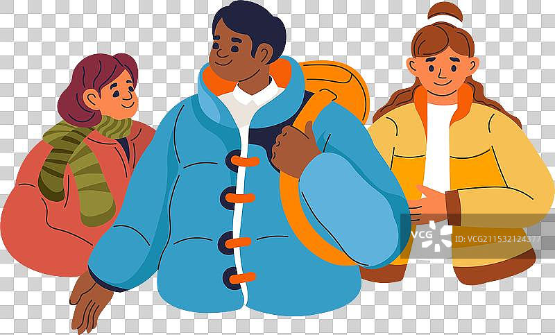 穿着冬季衣物的学生图片素材