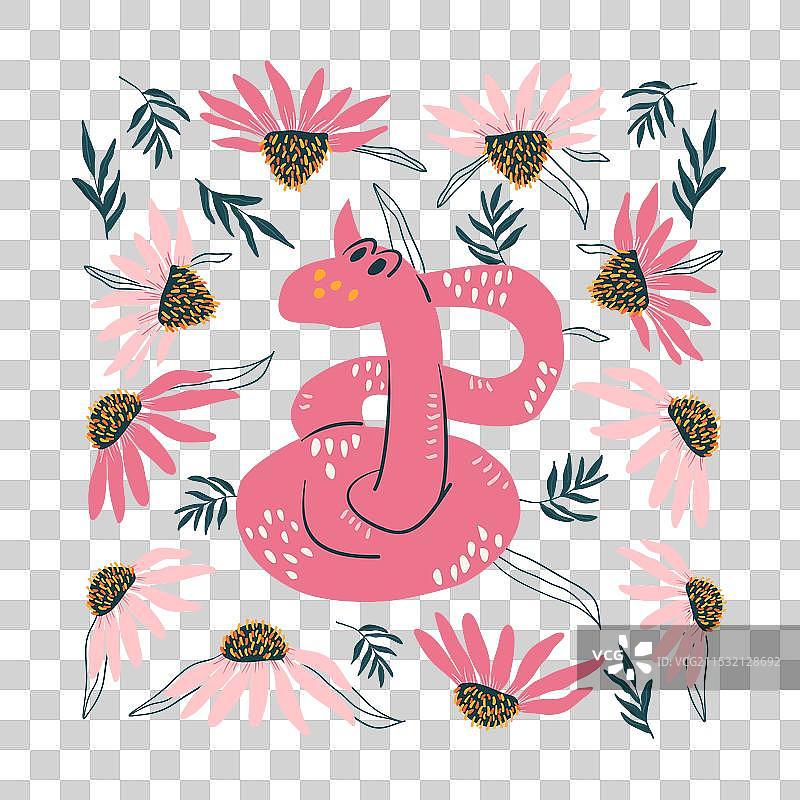 蛇与锥花的黑暗海报花卉图片素材