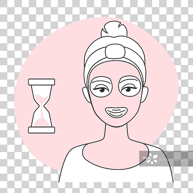 戴着面膜和计时器的女人图片素材