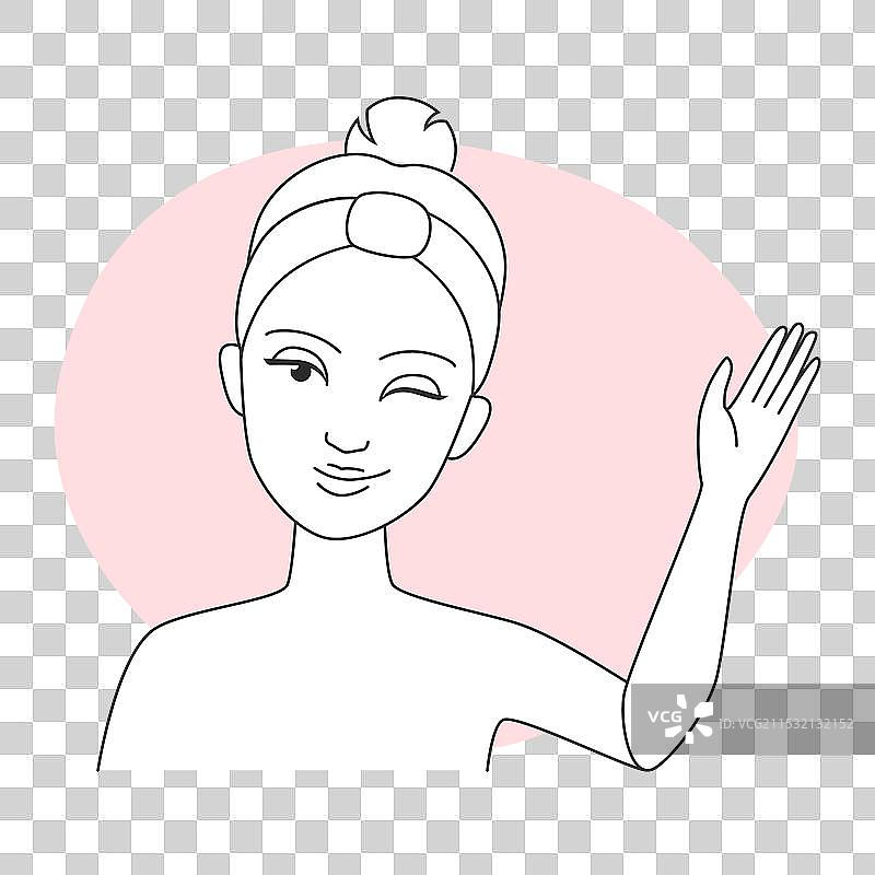 女性在护肤程序中喷洒面部喷雾图片素材