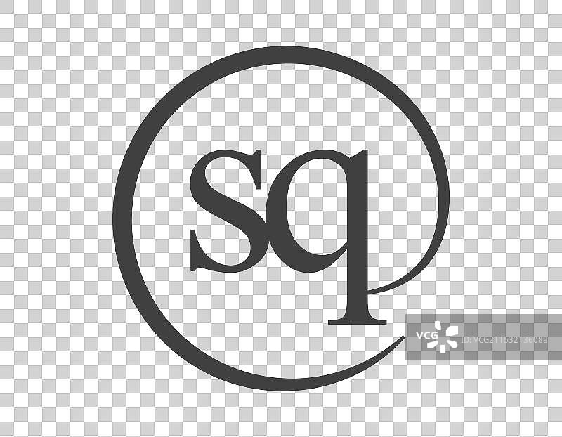带圆形的两个字母组成的SQ标志电子邮件图片素材