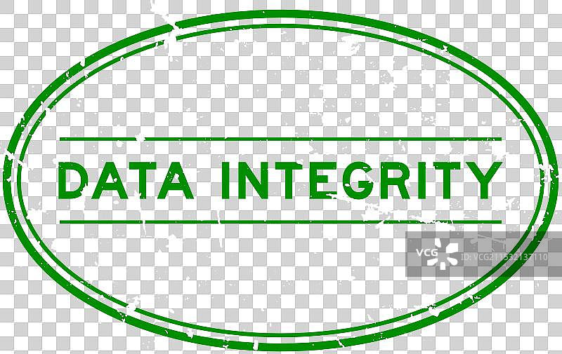 磨损的绿色数据完整性字样椭圆形橡胶印章图片素材