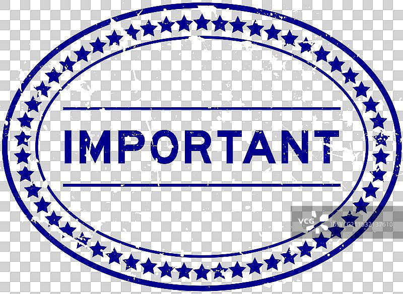 复古蓝色重要字样椭圆形橡胶印章图片素材