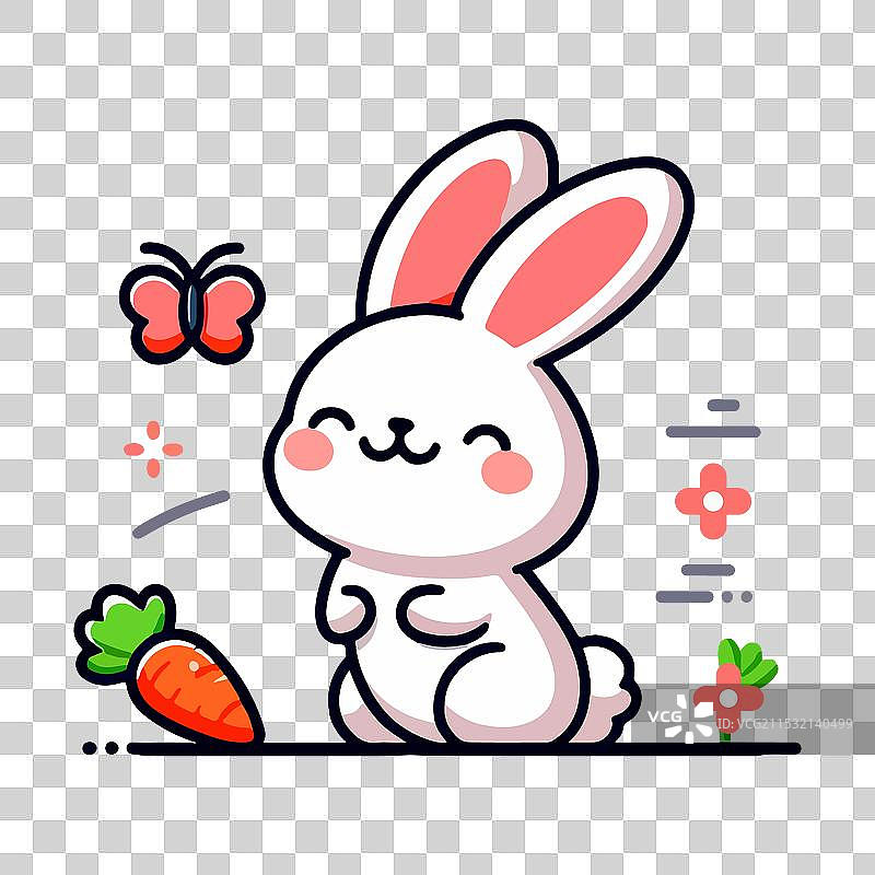 黑色剪影可爱的卡通兔子与图片素材