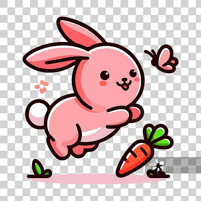 黑色剪影可爱的卡通兔子与图片素材