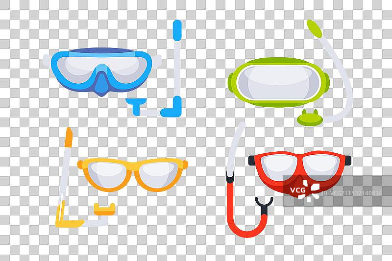 潜水和浮潜面罩配呼吸管图片素材