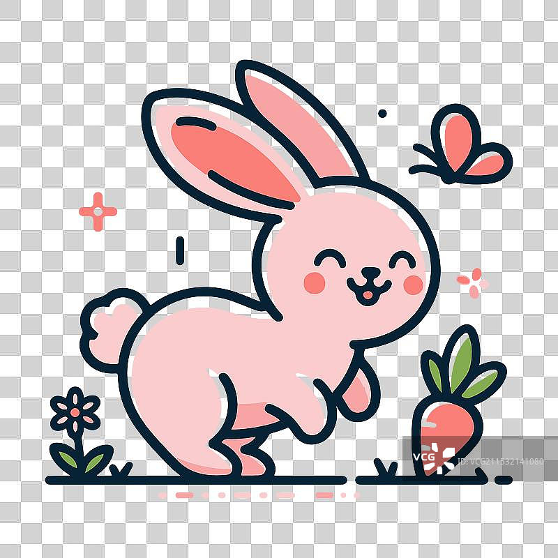 黑色剪影可爱的卡通兔子与图片素材