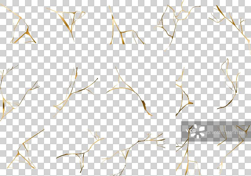 黑色背景上的金色金缮裂纹图片素材