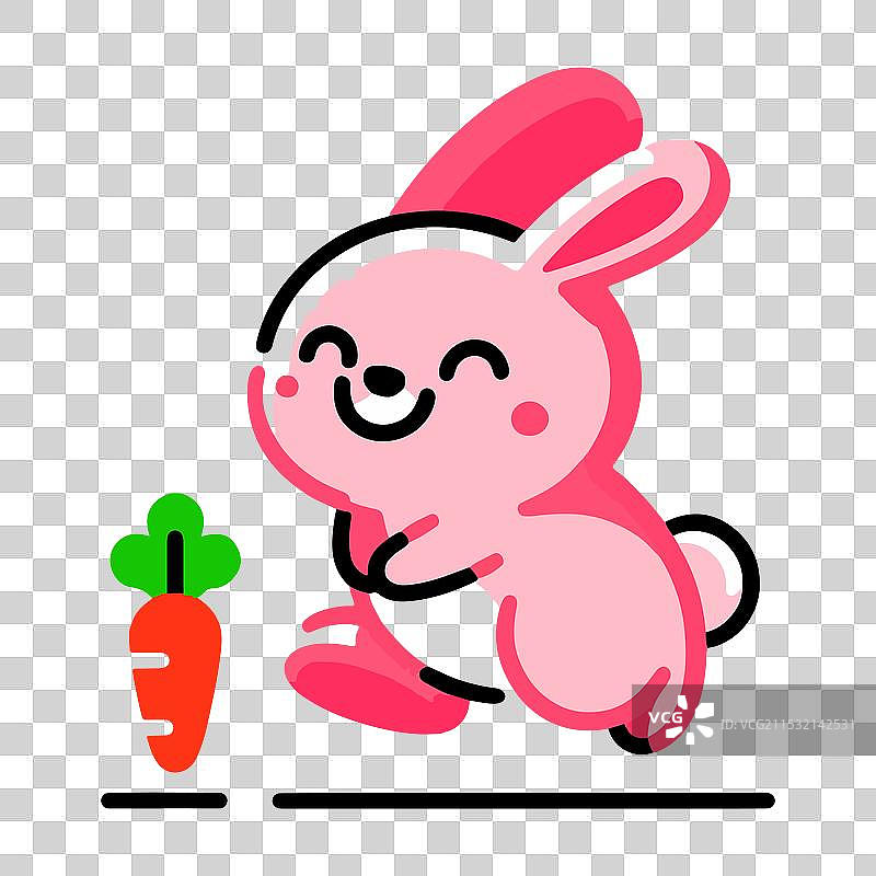 可爱的卡通兔子跳向胡萝卜图片素材
