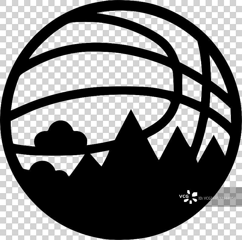 黑白色孤立的篮球图标图片素材