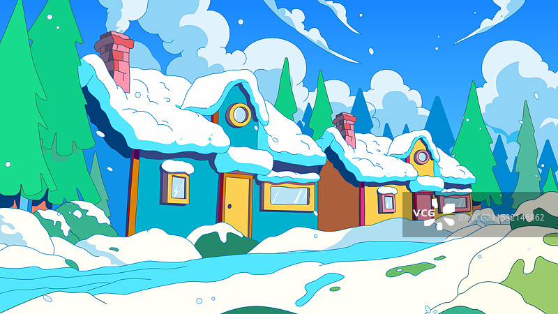 冬季大雪扁平风卡通插画图片素材