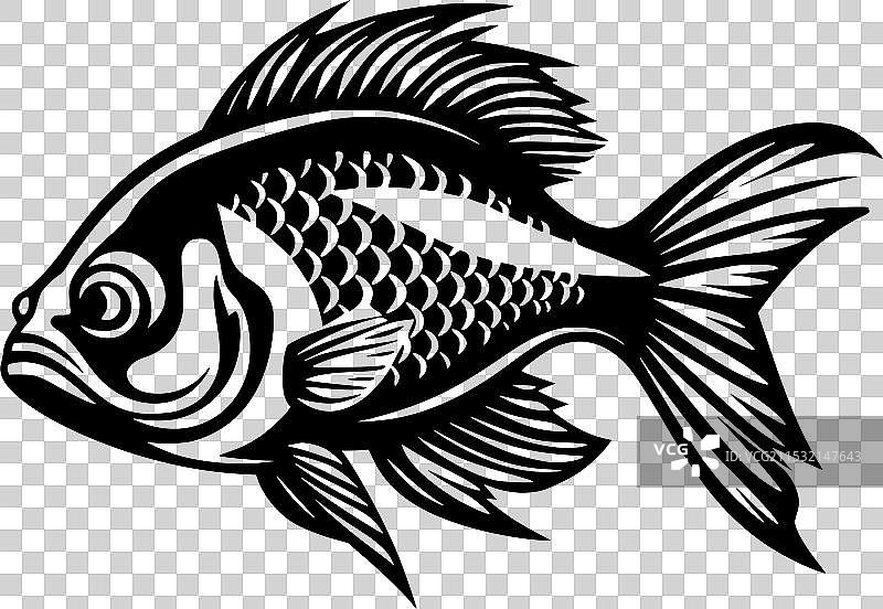 鱼 - 黑白孤立图标图片素材