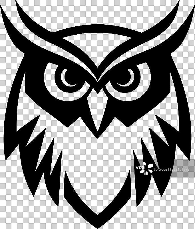 猫头鹰 - 极简风格的平面标志图片素材