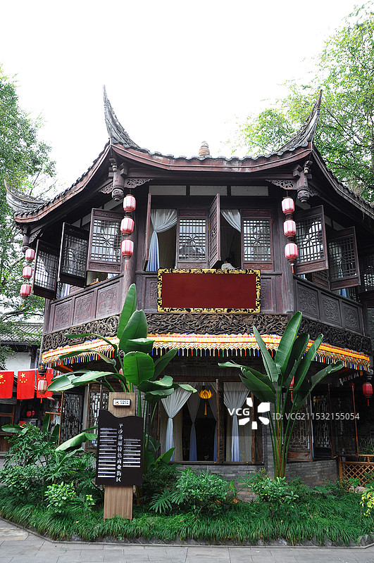 中国四川成都邛崃县平乐古镇仿古建筑图片素材