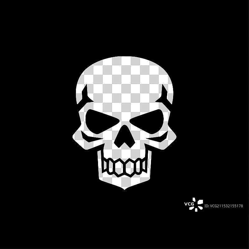骷髅 - 极简风格的平面标志图片素材