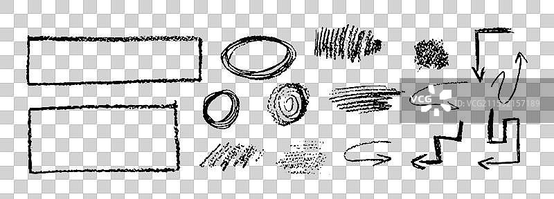一组矩形粉笔涂鸦图形元素图片素材