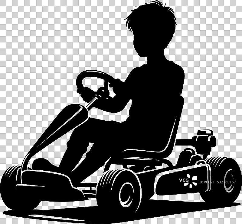 卡丁车轮廓在白色背景上独立展示图片素材