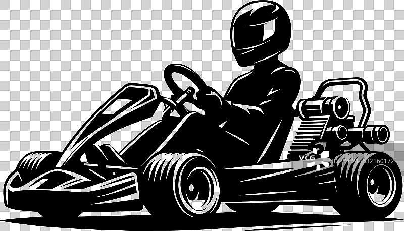 卡丁车轮廓在白色背景上独立展示图片素材