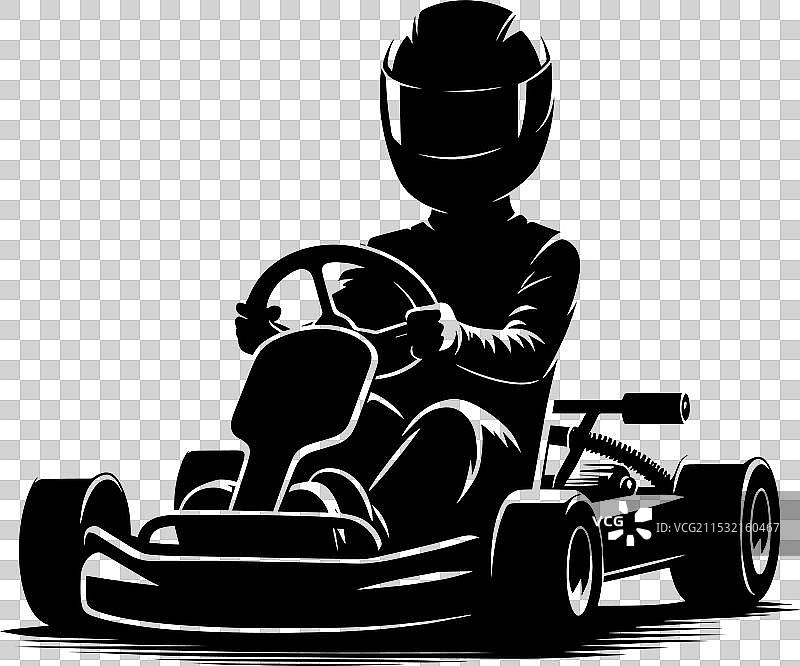 卡丁车轮廓在白色背景上独立展示图片素材