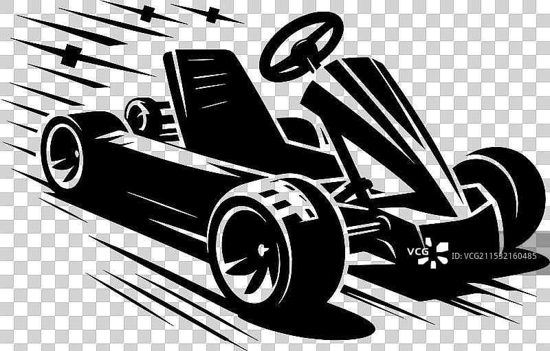 卡丁车轮廓在白色背景上独立展示图片素材