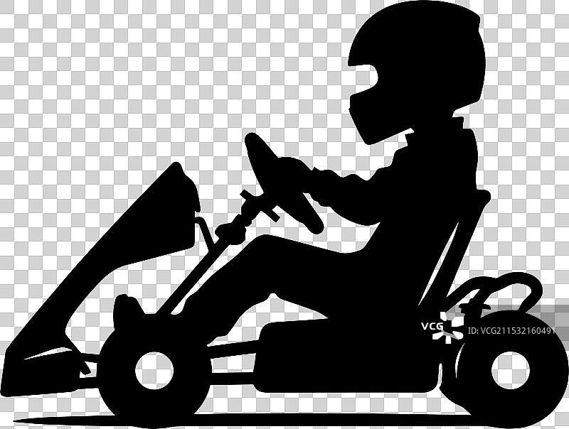 卡丁车轮廓在白色背景上独立展示图片素材