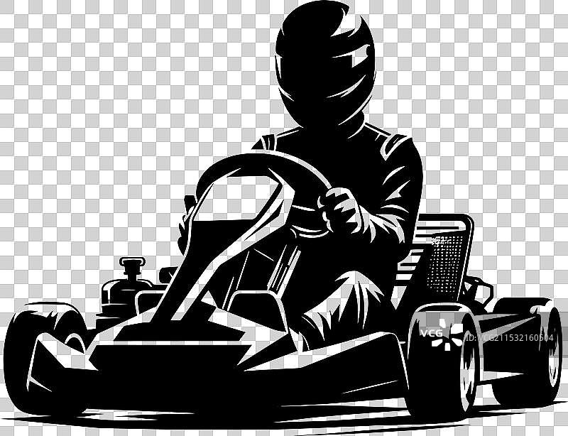 卡丁车轮廓在白色背景上独立展示图片素材