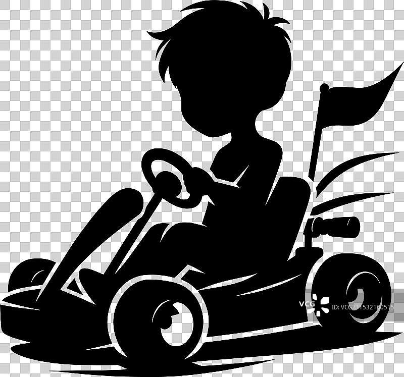 卡丁车轮廓在白色背景上独立展示图片素材