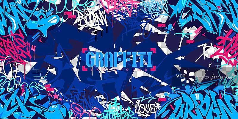 时尚的蓝色多彩抽象城市风格嘻哈图片素材