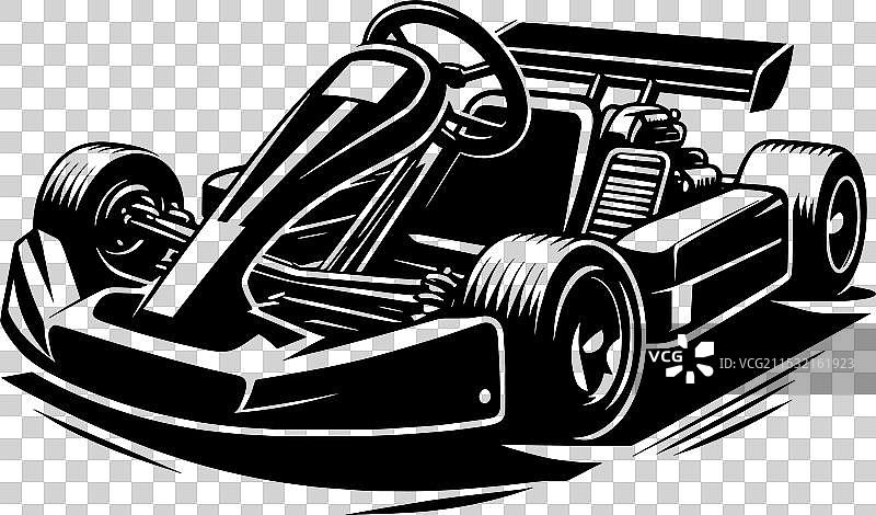 卡丁车轮廓在白色背景上独立展示图片素材