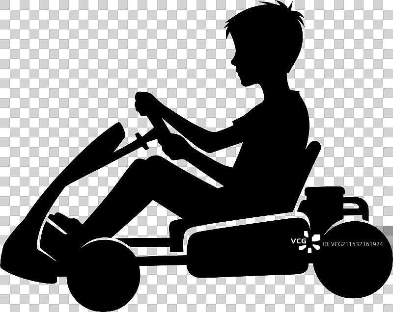 卡丁车轮廓在白色背景上独立展示图片素材