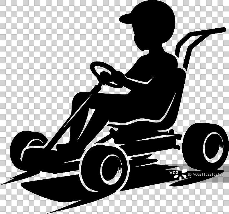 卡丁车轮廓在白色背景上独立展示图片素材