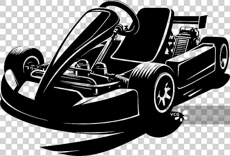 卡丁车轮廓在白色背景上独立展示图片素材