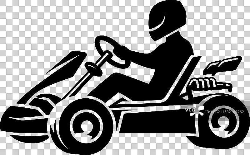 卡丁车轮廓在白色背景上独立展示图片素材