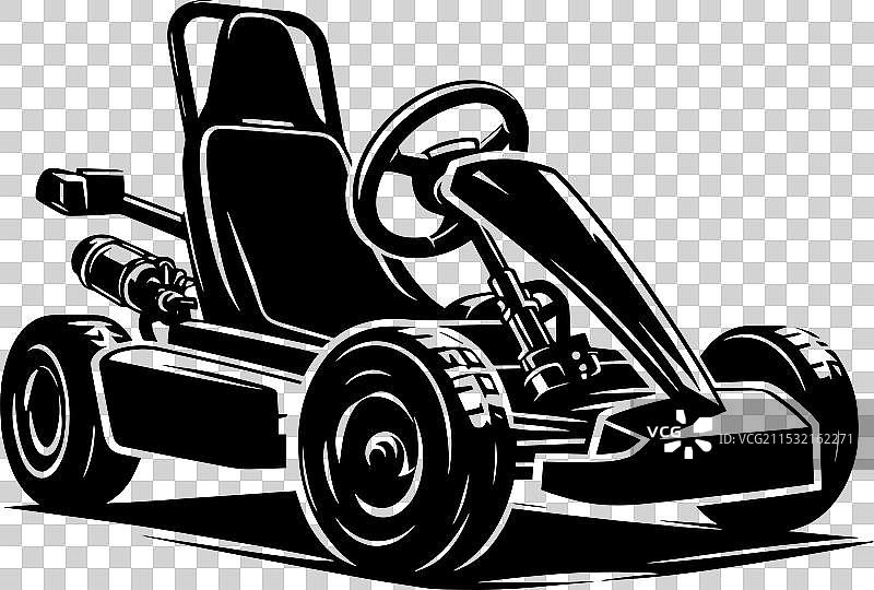 卡丁车轮廓在白色背景上独立展示图片素材